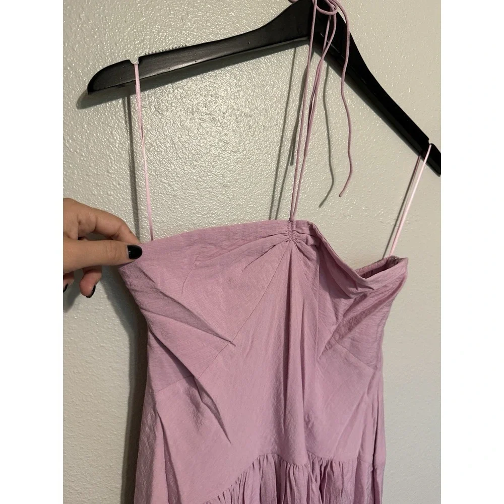 VINCE $445 Ruched Sweetheart Halter Ties Midi Dress Pockets‎ Women's Size Large